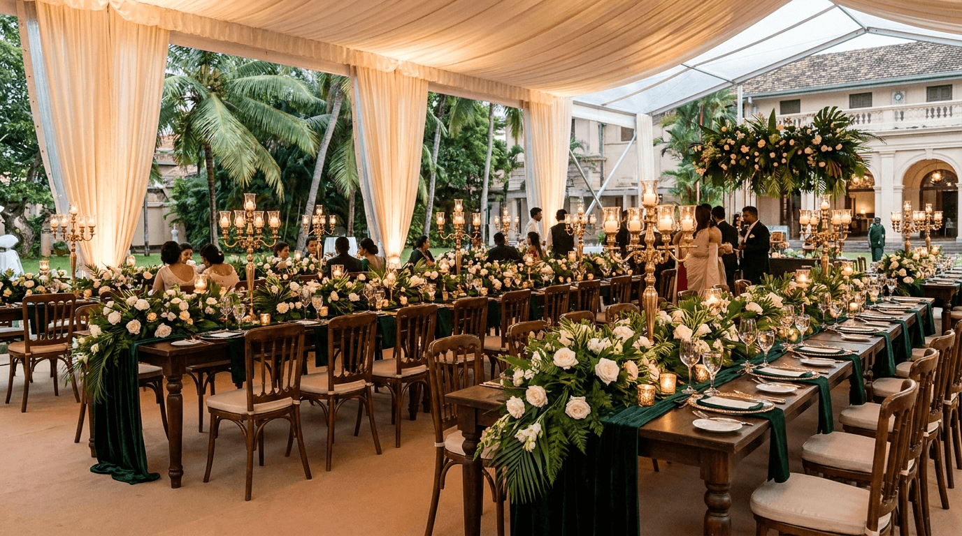Elegant wedding reception designed by EVENTZ by Dee