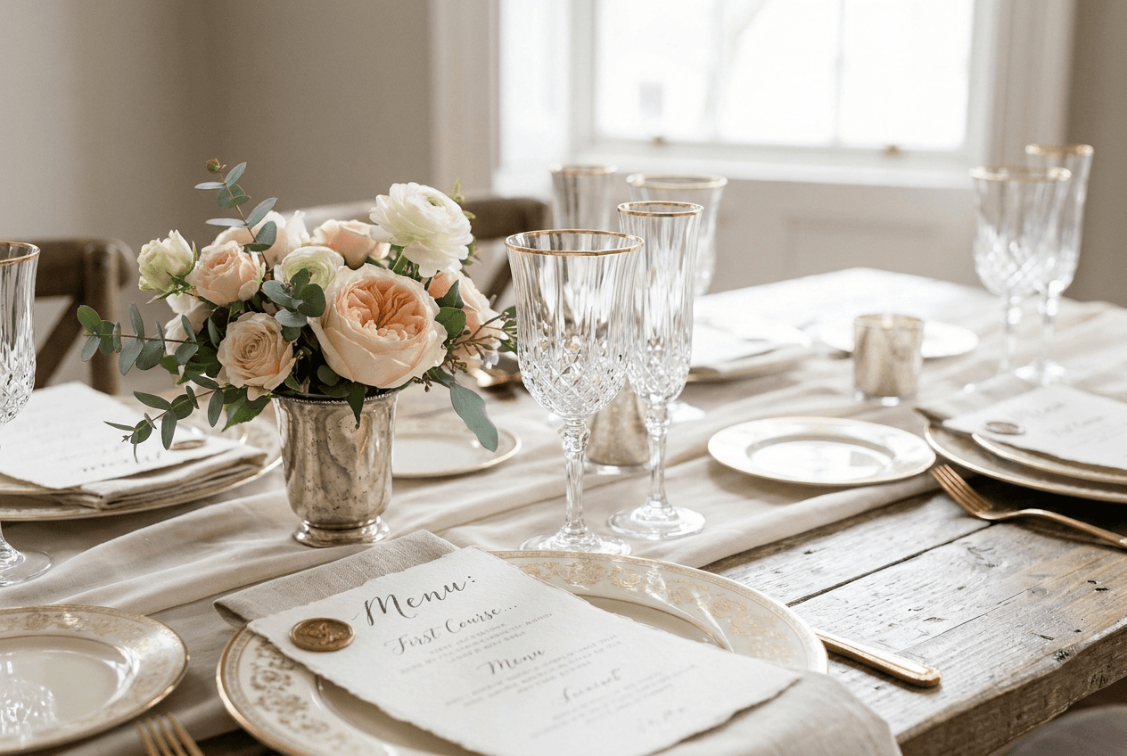 Wedding styling details and stationery